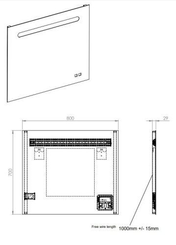 Tükör, AREZZO design LINA 80 LED tükör
