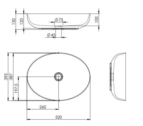 Mosdó, AREZZO design pultra ültethető mosdó RIKA 52x40 matt antracit
