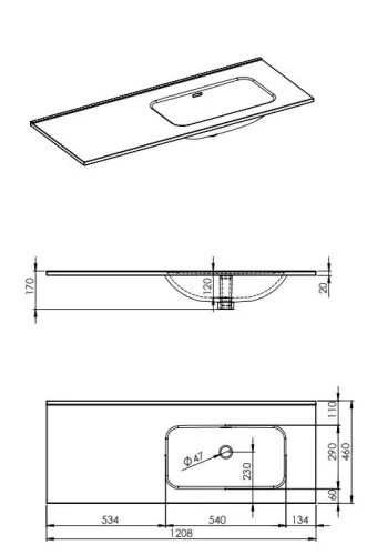 Mosdó, AREZZO design SKAPPA 120 cm-es mosdó (80+40) jobbos CSAPLYUK NÉLKÜL