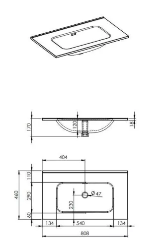 Mosdó, AREZZO design SKAPPA 80 cm-es mosdó CSAPLYUK NÉLKÜL