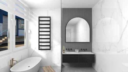 Radiátor, AREZZO design CUBE BLACK törölközőszárító radiátor