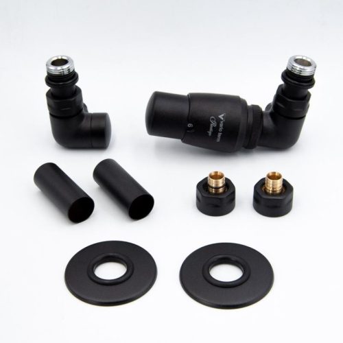 Radiátor szelep, AREZZO design CORNERPEX/VISION radiátor szelep fekete, jobb AR-CORNERPEX-B-R