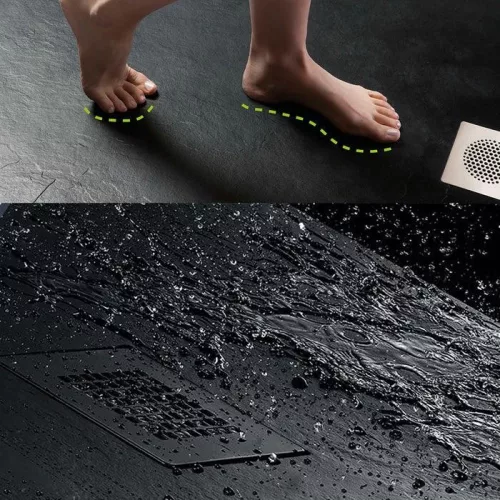 Zuhanytálca, AREZZO design SOLIDSoft zuhanytálca 120x90 cm, FEKETE, színazonos lefolyóval (2 dobo