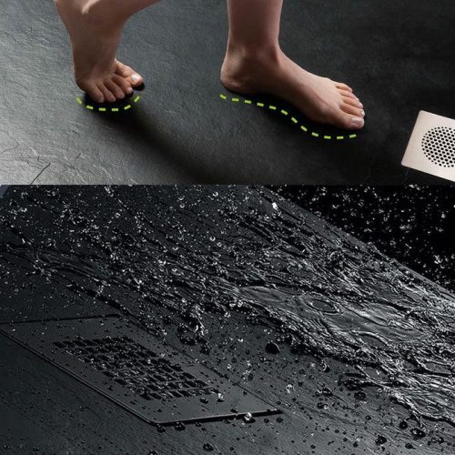 Zuhanytálca, AREZZO design SOLIDSoft zuhanytálca 206x100 cm, ANTRACIT, színazonos lefolyóval (2 d