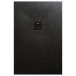   Zuhanytálca, AREZZO design SOLIDSoft zuhanytálca 206x100 cm, FEKETE, színazonos lefolyóval (2 dob