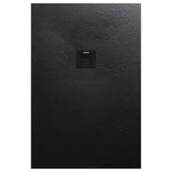   Zuhanytálca, AREZZO design SOLIDSoft zuhanytálca 206x90 cm, FEKETE, színazonos lefolyóval (2 dobo