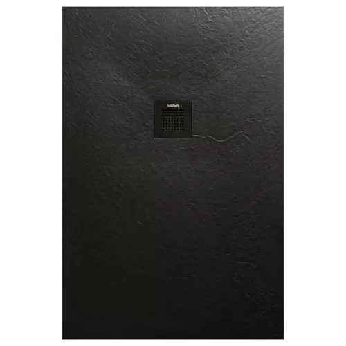 Zuhanytálca, AREZZO design SOLIDSoft zuhanytálca 206x90 cm, FEKETE, színazonos lefolyóval (2 dobo