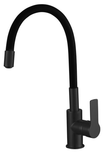 Mosogató csaptelep, Aqualine LORE mosogató csaptelep 1106-70B, flexibilis kifolyóval, fekete