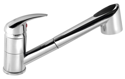 Mosogató csaptelep, Aqualine mosogató csaptelep 1107-74, kihúzható zuhanyfejjel, 50cm, króm