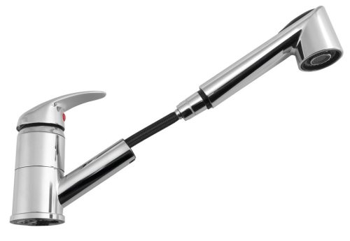 Mosogató csaptelep, Aqualine mosogató csaptelep 1107-74, kihúzható zuhanyfejjel, 50cm, króm