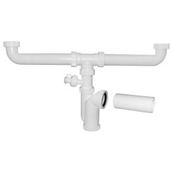   Mosdó szifon, Sapho BRUCKNER mosdószifon 155.133.0 mosogatógép csatlakozóval, két lefolyóval, 6/4