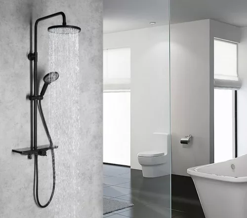 Zuhanyszett, Aqualine ARONA zuhanyoszlop zuhanyszettel, matt fekete SL210B