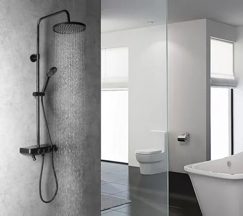 Zuhanyszett, Aqualine FARRAO zuhanyoszlop, fekete SL450B