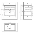 Alsó szekrény, Aqualine ALTAIR AI670 mosdótartó szekrény, 67x60x45cm, matt fekete