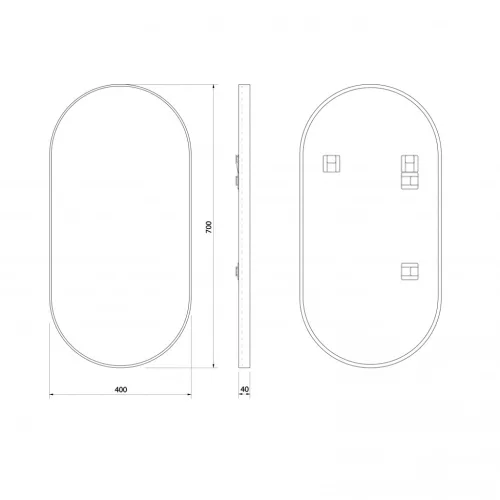 Tükör, Sapho AVONA AV400 ovális keretes tükör, 40x70cm, matt fekete