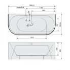 Kád, Sapho POLYSAN VIVA D MONOLITH 89139MB asszimetrikus kád, 180x75x60cm, fehér/fekete
