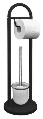 WC-kefe tartó, Sapho RIDDER UNIQUE 11109410 álló WC-kefe és WC-papírtartó, fekete
