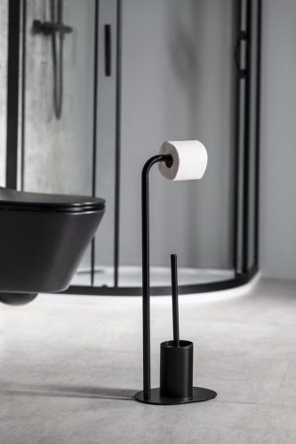 WC-kefe tartó, Aqualine SAMBA SB236 WC-kefetartó állvány WC-papírtartóval, fekete
