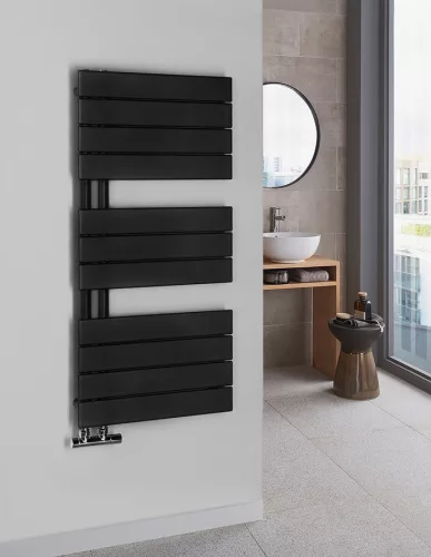 Egyenes radiátor, Aqualine MILI DC606T fürdőszobai radiátor, 450x934mm, matt fekete