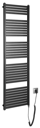 Egyenes radiátor, Aqualine TONDI-E elektromos fürdőszobai radiátor DE446T, 450x1690mm, matt feket