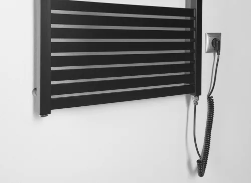 Egyenes radiátor, Aqualine TONDI-E elektromos fürdőszobai radiátor DE446T, 450x1690mm, matt feket