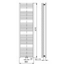 Egyenes radiátor, Aqualine TONDI DT446T fürdőszobai radiátor,  450x1690mm, matt fekete