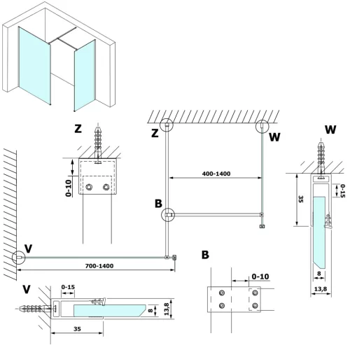 Walk-in, Sapho GELCO VARIO GX1514 Walk-In zuhanyfal, 1400x2000mm, Nordic üveg