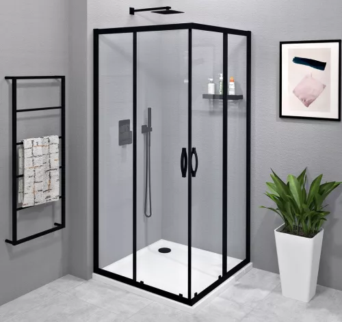 Zuhanykabin, Sapho SIGMA SIMPLY BLACK GS2180BGS2180B szögletes zuhanykabin 800x800mm, sarokbelépő
