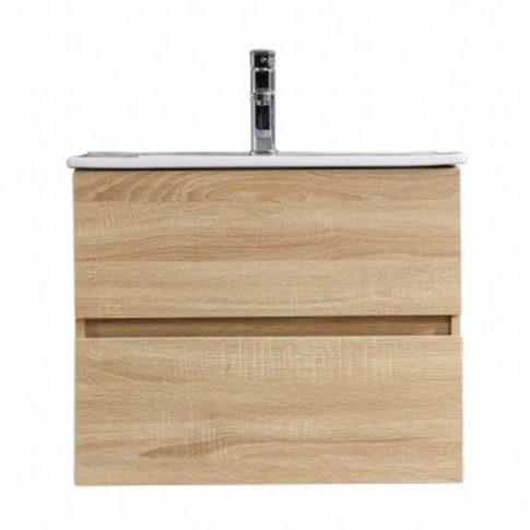 Alsó szekrény, Sanotechnik HT60100 CORBO 60 függesztett alsóbútor mosdóval, faerezetű