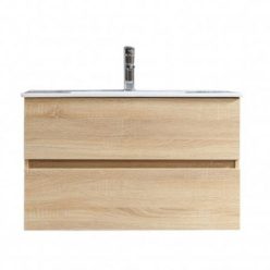   Alsó szekrény, Sanotechnik HT80100 CORBO 80 függesztett alsóbútor mosdóval, faerezetű