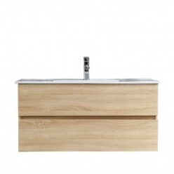   Alsó szekrény, Sanotechnik HT10100 CORBO 100 függesztett alsóbútor mosdóval, faerezetű