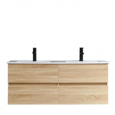 Alsó szekrény, Sanotechnik HT10120 CORBO 120 függesztett alsóbútor mosdóval, faerezetű