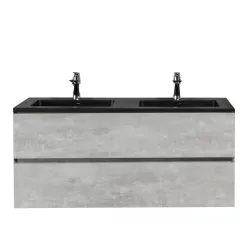   Mosdó, Wellis WB00530 Mallorca 120 matt fekete quartz sand dupla mosdó, klikk-klakk leeresztővel