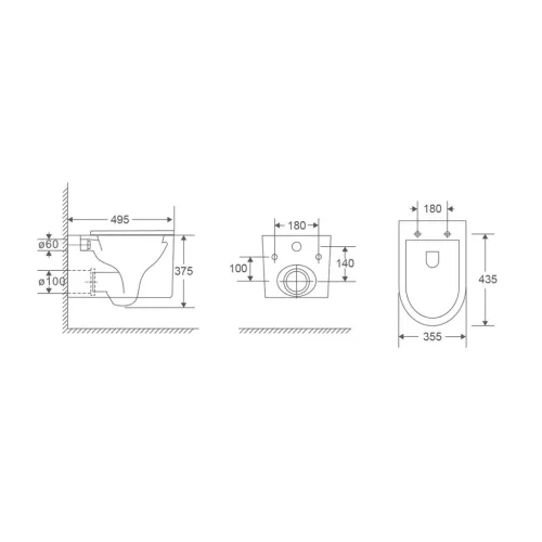 WC, Wellis WF00187 Adele tornado ultracsendes fali rimless WC