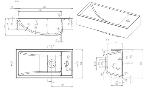 Mosdó, Marmy Flavia 50x25 kézmosó 6 229 47 05 11 18