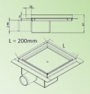 Padlóösszefolyó, Roltechnik RRF-S rozsdamentes, szögletes, burkolható zuhanyfolyóka 20x20