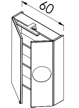 Felső szekrény, TBoss Mirror Box Senna 60