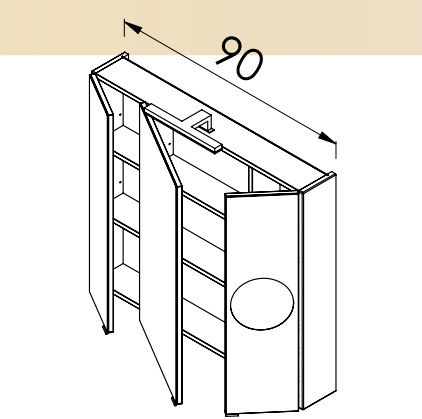 Felső szekrény, TBoss Mirror Box Senna 90