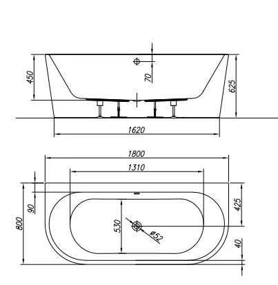 Kád, Kolpa San 574360 Dream SP 180x80 falhoz állítható fürdőkád, balos kivitel