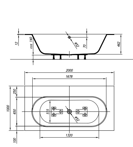 Kád, Kolpa San 621430 Atys 200×100 beépíthető fürdőkád