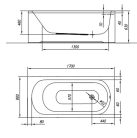 Kád, Kolpa San 565920 Betty 170x80 beépíthető fürdőkád test