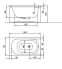 Kád, Kolpa San 565530 Betty 120x70 beépíthető fürdőkád test