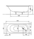 Kád, Kolpa San 705340 Betty E2 Slim 170x75 beépíthető fürdőkád