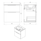 Alsó szekrény, Sapho CR601-2322 Cirasa mosdótartó szekrény, 59,2x64x46 cm, Strip/Alabama tölgy