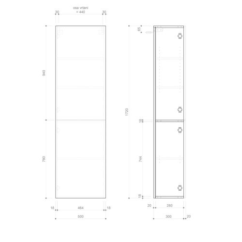 Álló szekrény, Sapho ESC450-2322 Espace álló szekrény 50x172x32 cm, Strip/Alabama tölgy
