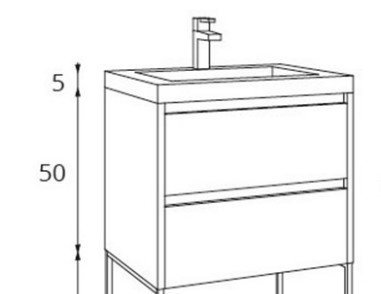 Alsó szekrény, Caligula Amazonas 60-as kétfiókos alsóbútor Imola 60 mosdóval, fa mintázatú