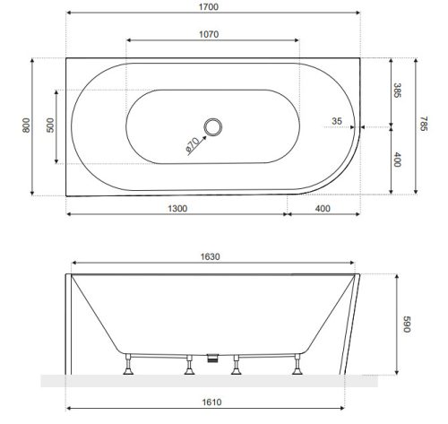 Kád, Aquatek Indianapolis 170x80 balos