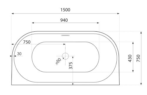 Kád, Aquatek Philadelphia Black 150x75
