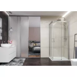   Zuhanykabin, Aquatek DYNAMIC A4 100x100 króm-szatén/átlátszó üveg