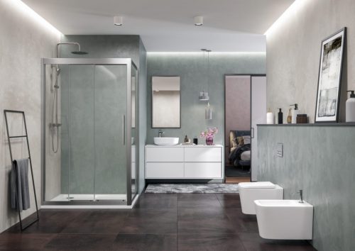 Zuhanykabin, Aquatek DYNAMIC R34 120x90 jobbos króm-szatén/átlátszó üveg